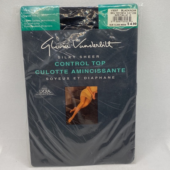 Gloria Vanderbilt Silky Sheer Control Top Pantyhose Nylons Size D 160-200 lbs - Picture 8 of 8
